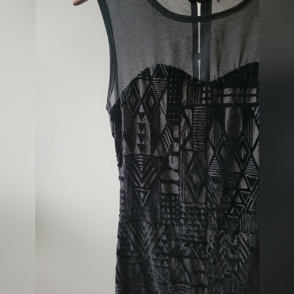 Black Velvet Print Mini Dress - Picture 2 of 5